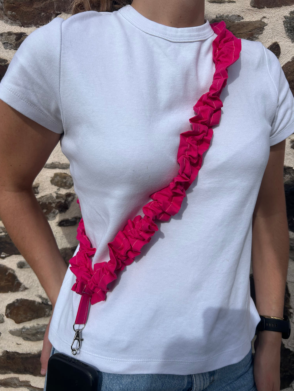Bandoulière pour téléphone fuchsia