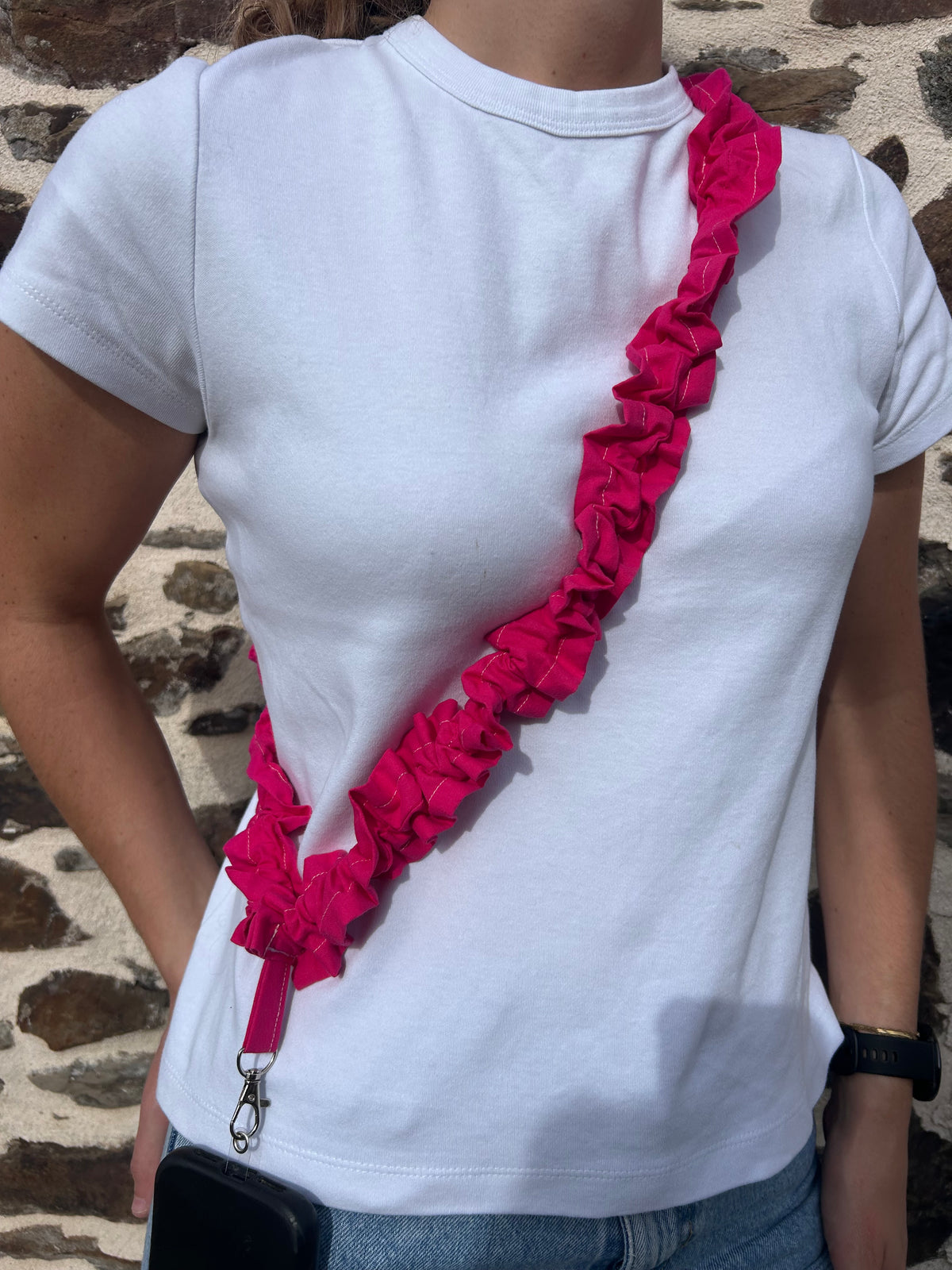 Bandoulière pour téléphone fuchsia