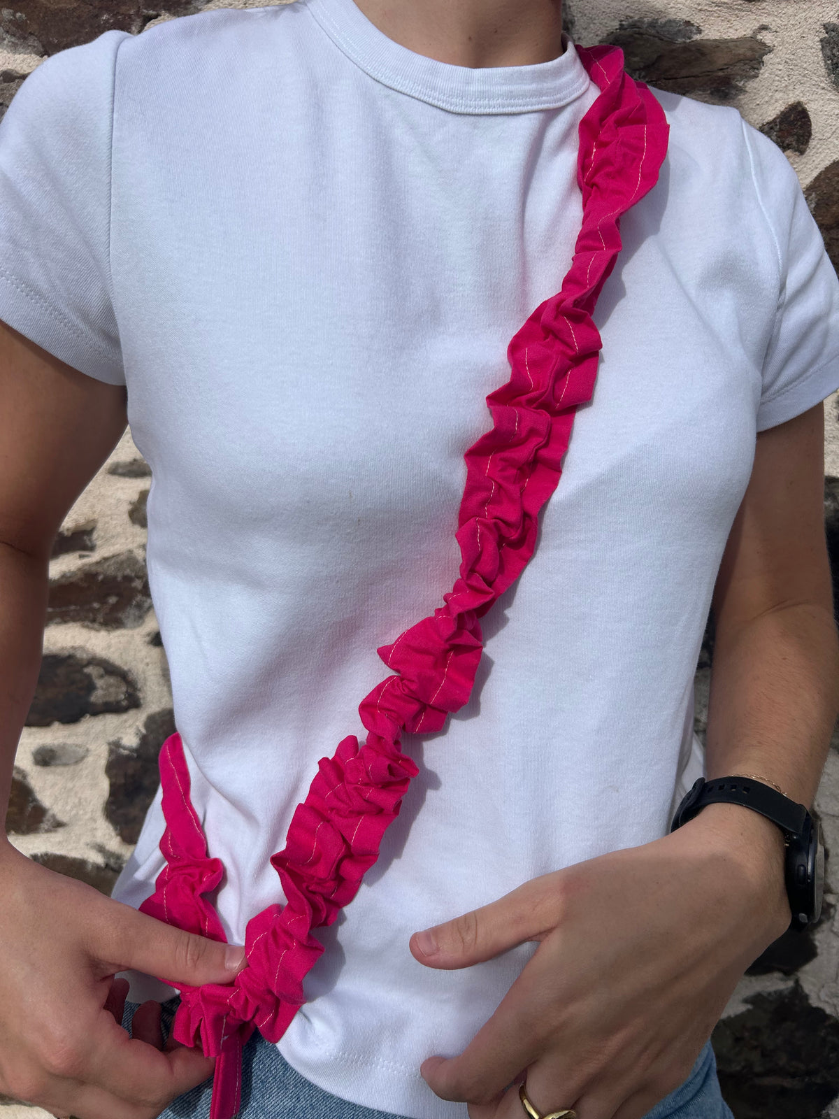 Bandoulière pour téléphone fuchsia