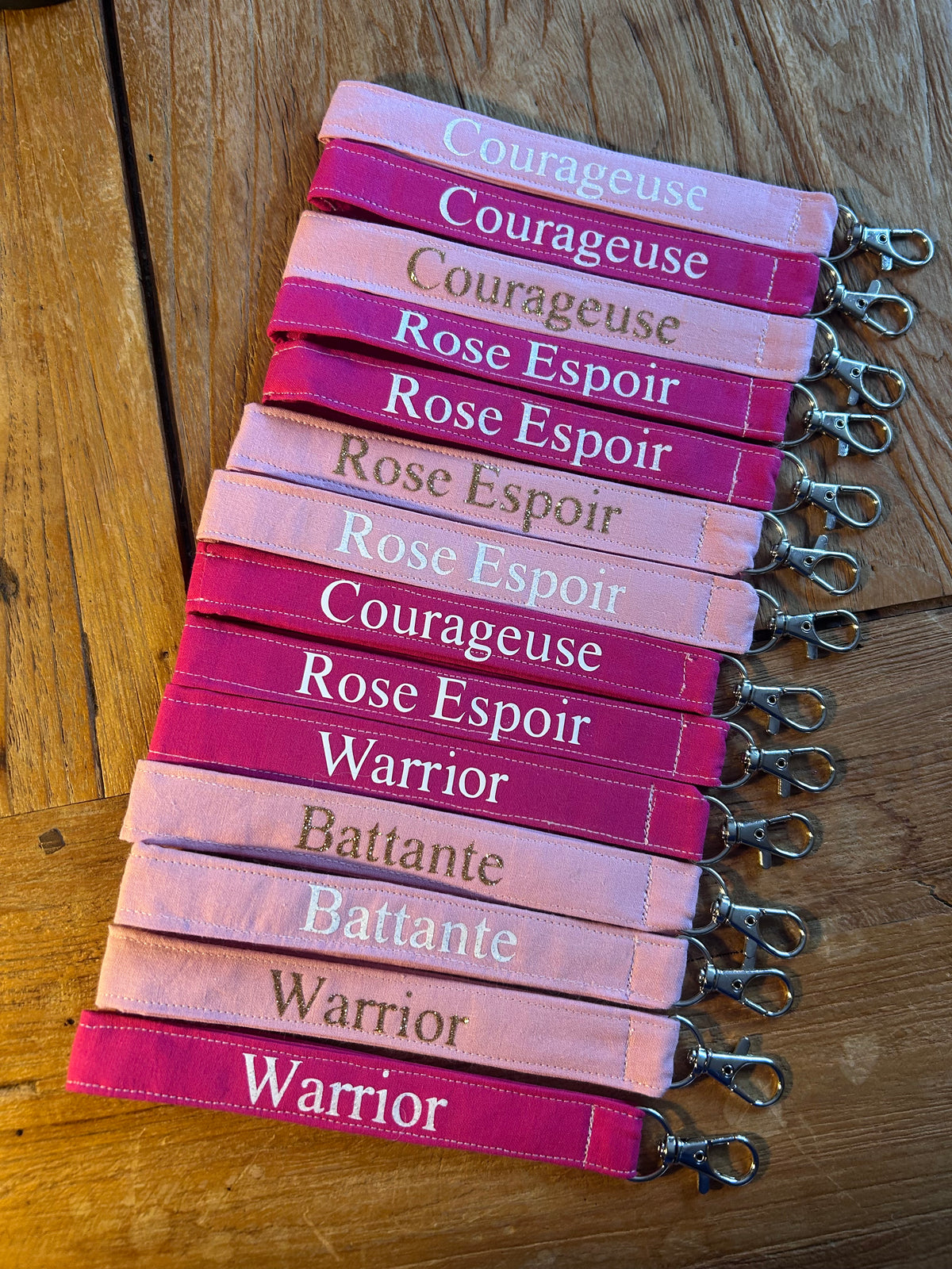 Porte clé rose poudré personnalisé