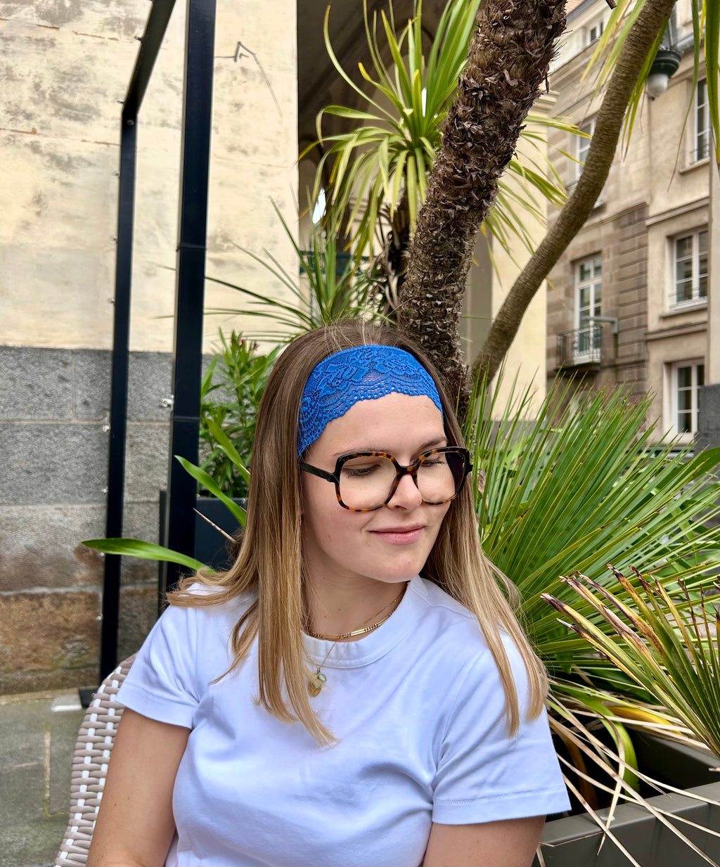 Bandeau dentelle bleu 💙