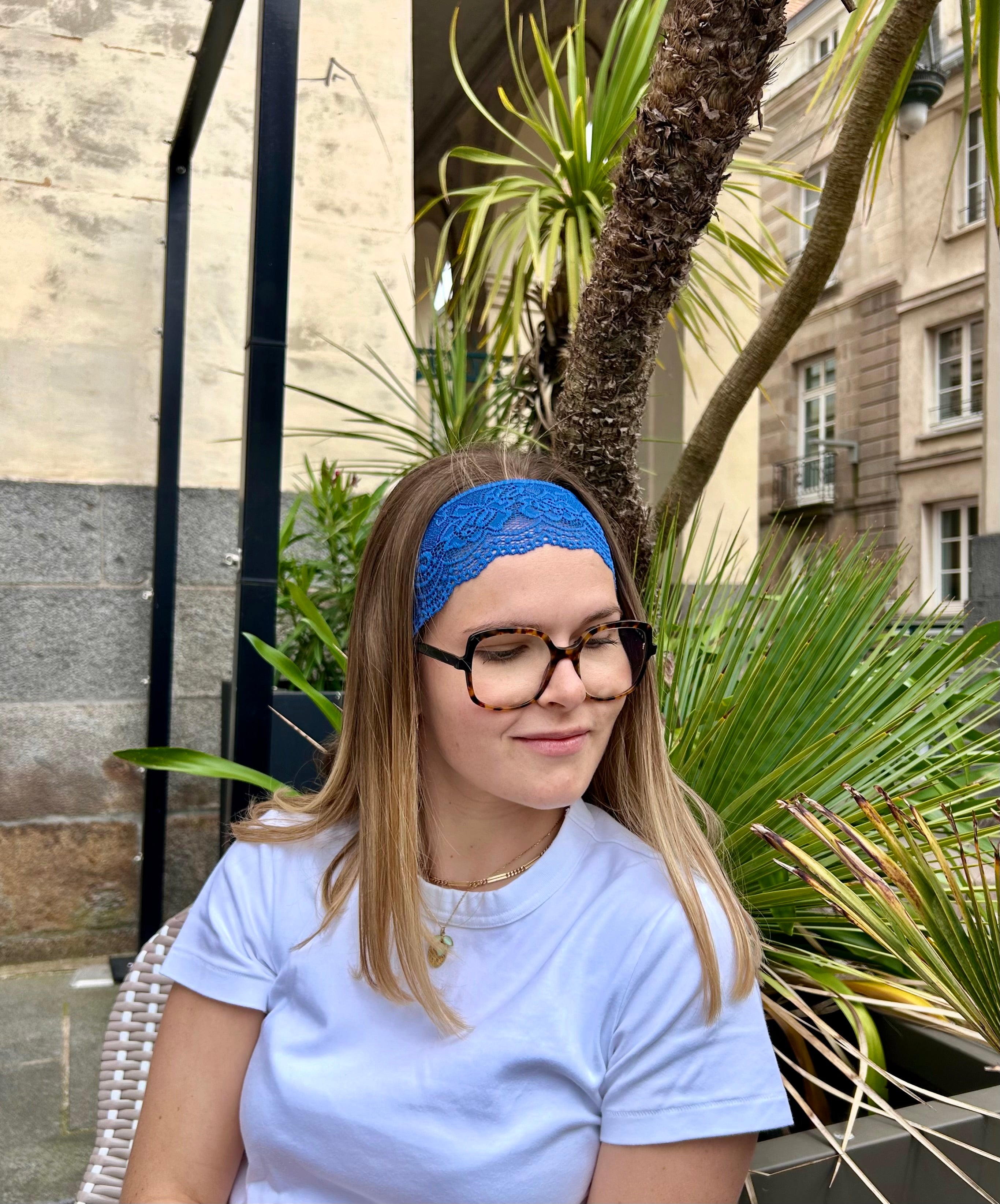 Bandeau dentelle bleu 💙