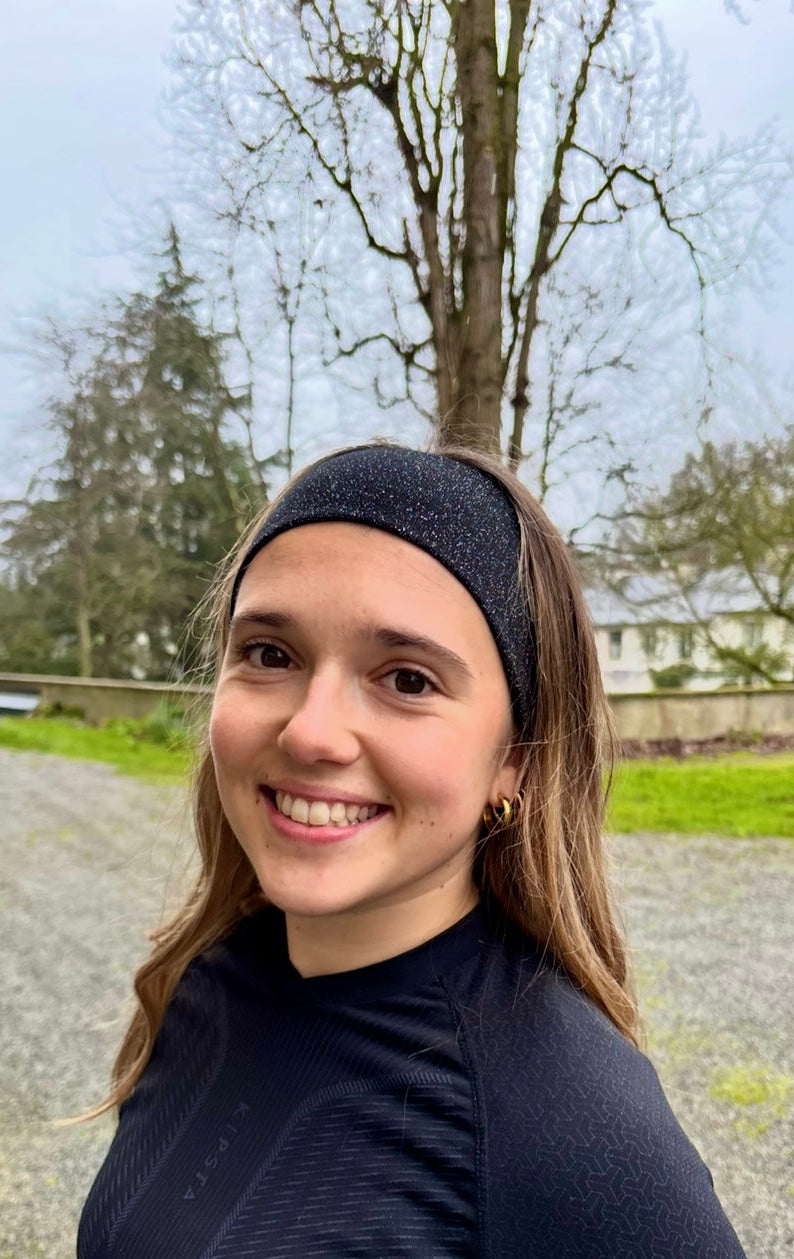 Bandeau de sport noir à paillettes